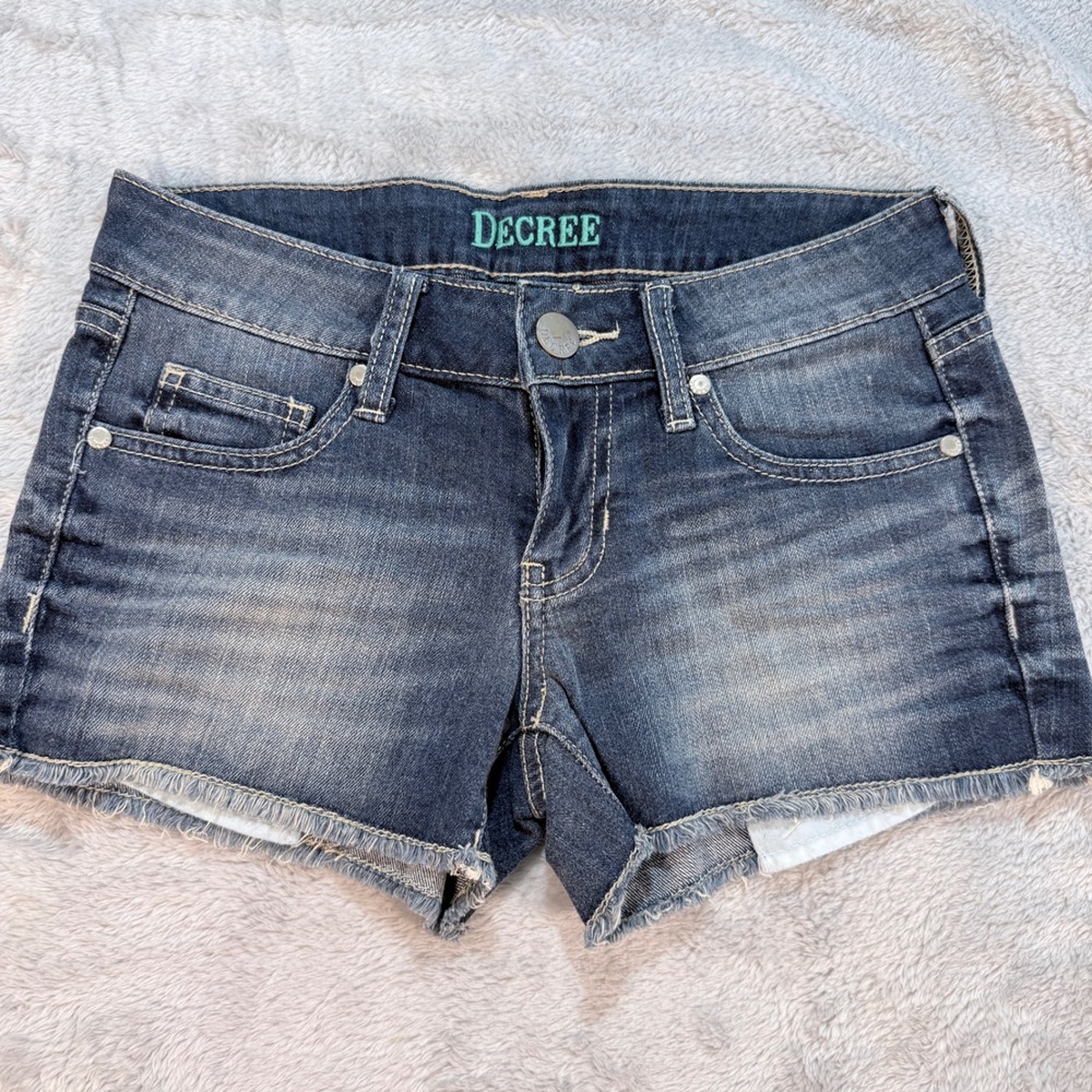 DECREE‎ Womens Denim Shorts Frayed Hem Blue Size 5